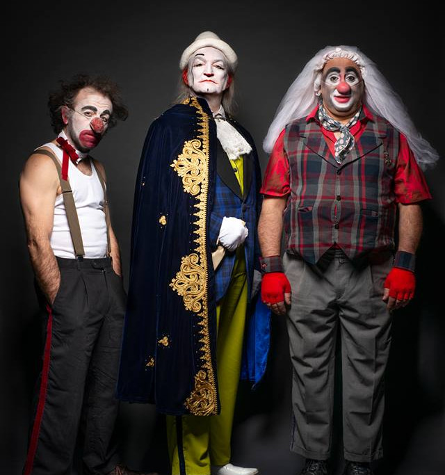 "3 clowns", Alexandre Demay, Laurent Barboux et Lionel Becimol, Cie les Bleus de Travail. Crédit photo : Christophe Frossard Alfonsi