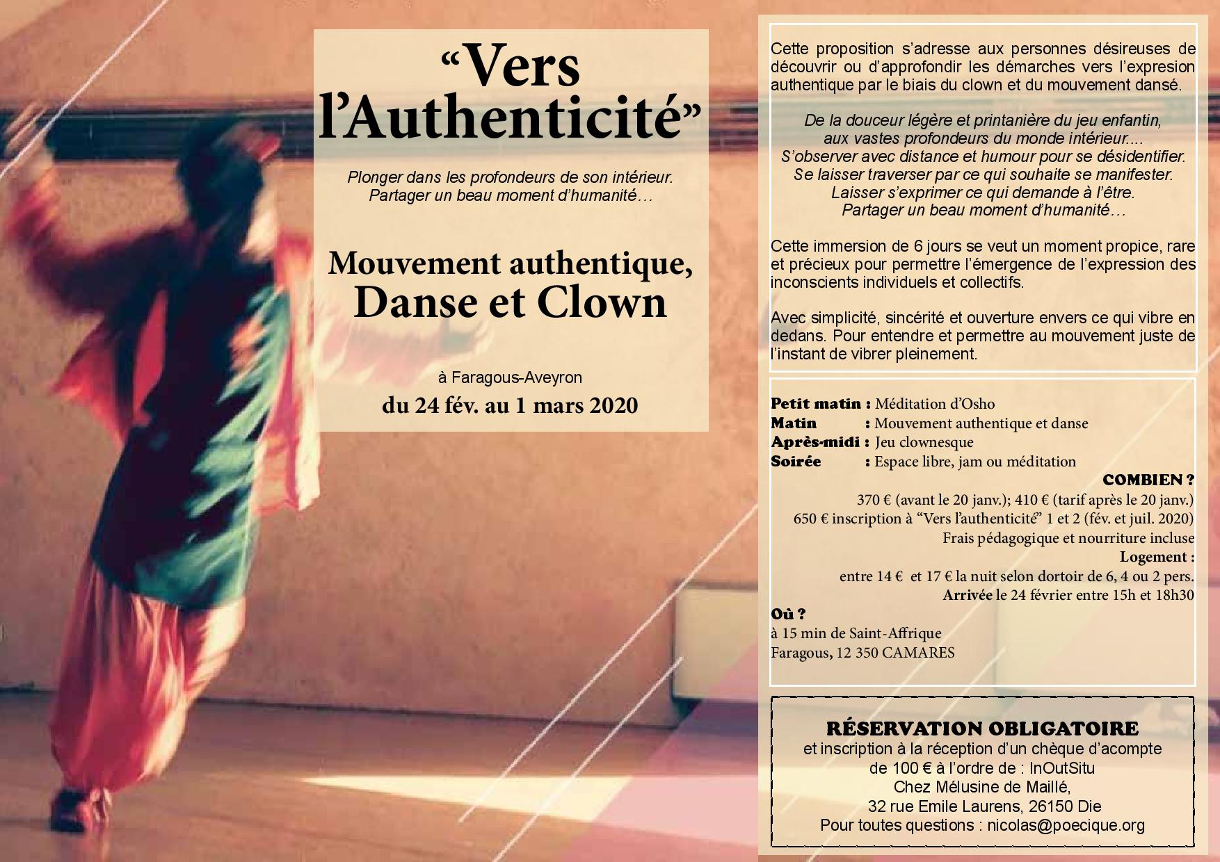 Vers l'authenticité! Clown et mouvement authentique