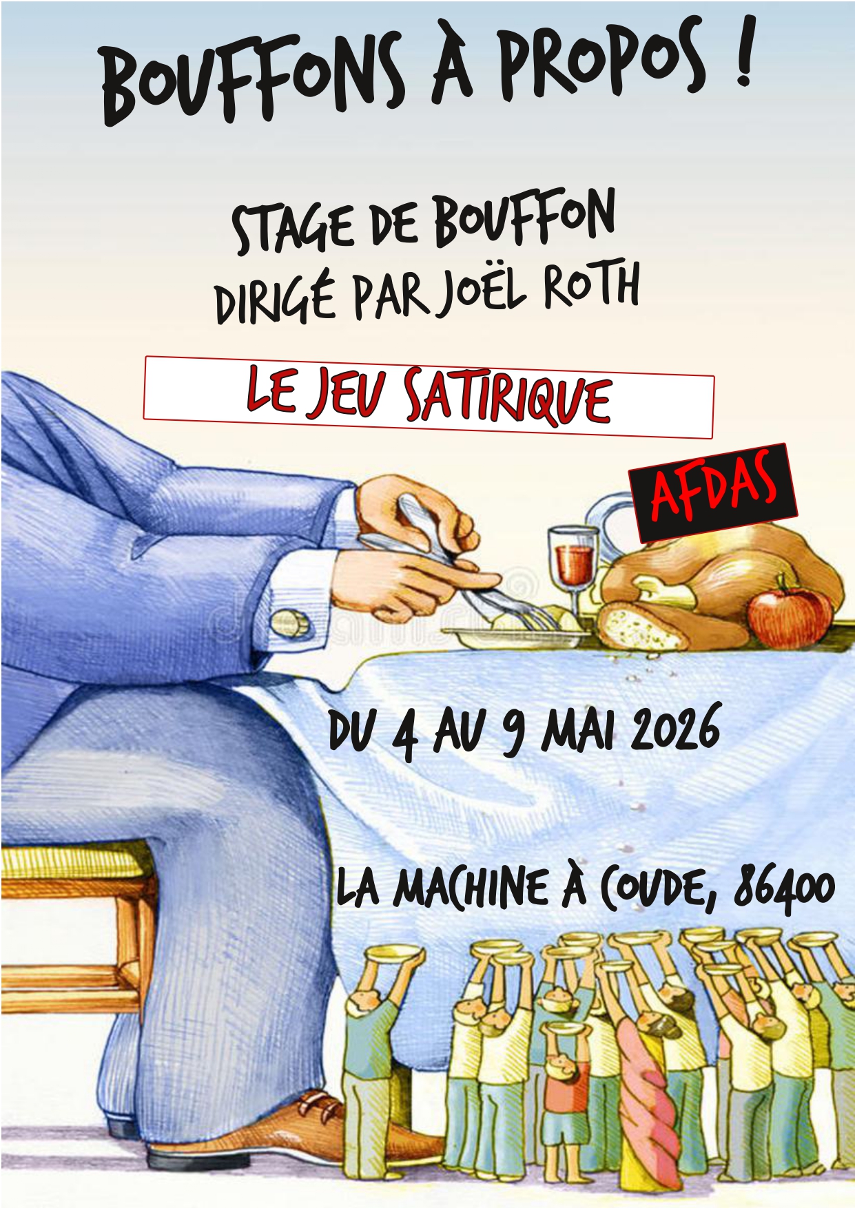 Stage Bouffon: à propos de la satire mai 2026